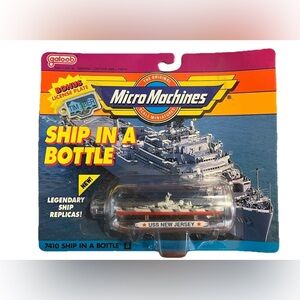 Vintage Micro Machines 7410 Ship in a Bottle #8 USS New Jersey 1990 Galoob New